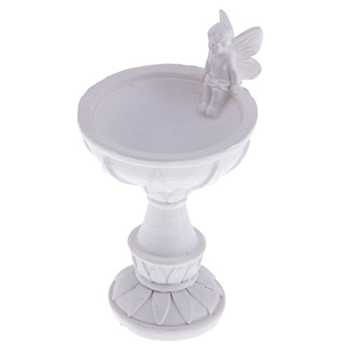 MonkeyJack 112 Dolls House Mini White Resin Bird Bath Fountain Fairy Garden Decoration