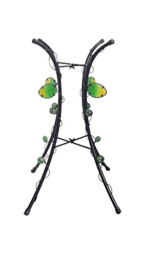 Continental Art Center 22 high metal bird bath stand with vine ornaments