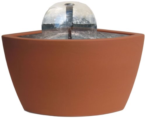 Algreen Hampton Contemporary Terra Cotta Patio and Deck Pond Water Feature Kit with Light 35-Gallon