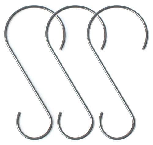 B8005 Metal Hook For Bird Feeders 3-PACK 12 Metal Tree Branch Hook Black Premium Extra Thick Rust Resistant Steel S-Hooks For Bird Feeders and Baths Planters and More - Outdoor or Indoor Use