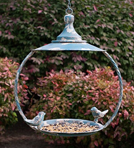 Love Birds Vintage Garden Dome Roof Hanging Bird Feeder - Metal