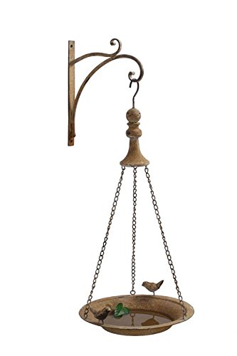 Metal Bird Feeder W Hook Wall Mount Light Rust Finish Country Home Garden D