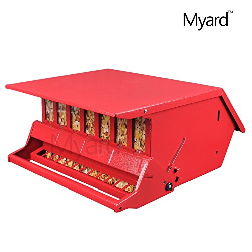 Myard Metal Hopper Seeds Squirrel Proof Bird Feeder  MBF 7511I-R Red