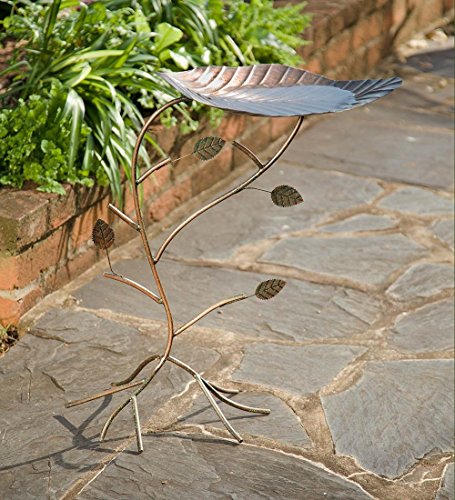 Copper-colored Leaf Birdbath