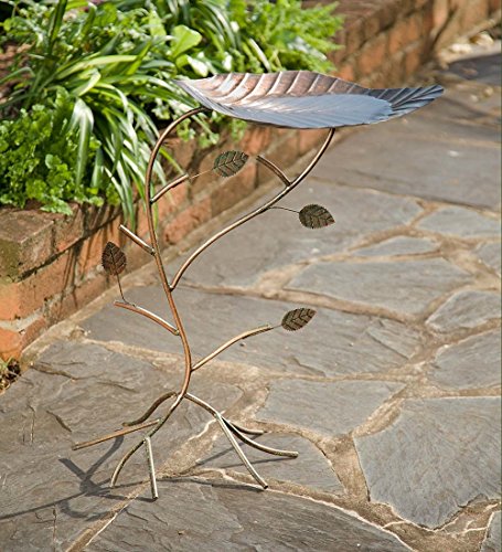 Copper-colored Leaf Birdbath