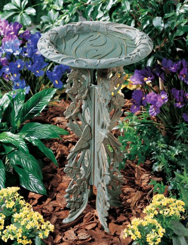 Whitehall Products Butterfly Birdbath And Pedestal Copper Verdi