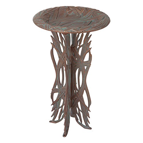 Whitehall Products Dragonfly Birdbath And Pedestal Copper Verdi