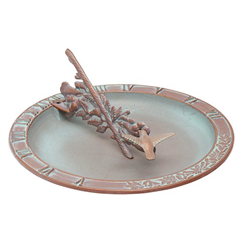 Whitehall Products Hummingbird Sundial Birdbath Copper Verdi