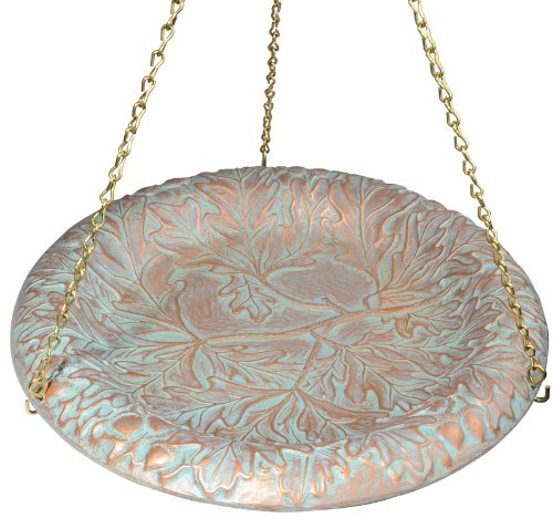 Whitehall Products Oakleaf Hanging Birdbath Copper Verdi