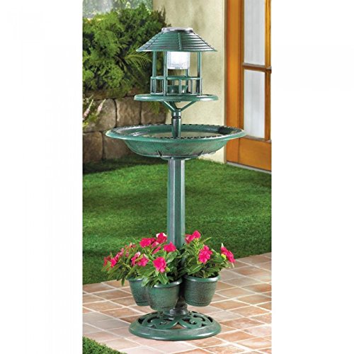 Birdbaths Verdigris Garden Centerpiece Solar Night Light Backyard Birding Garden Decor