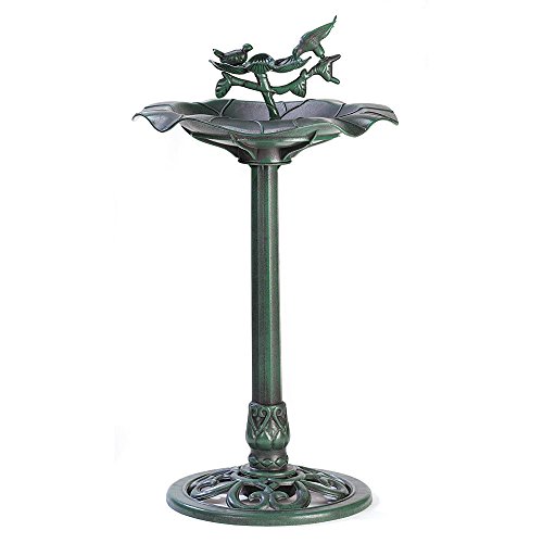 GHP Outdoor Garden 19x 33 Plastic Classic Verdigris Birdbath