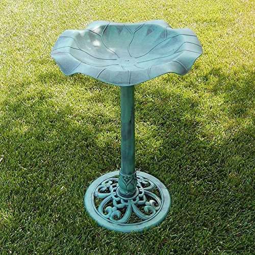 Lily Pad Resin Verdigris Bird Bath - 28 H x 20 Dia