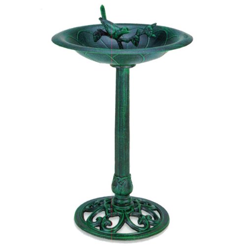 Verdigris Bird And Twig Birdbath - Pedestal Birdbath, Green Verdigris Product Sku:pb11125