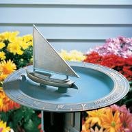 Whitehall Verdigris Sailboat Sundial Birdbath - 00517