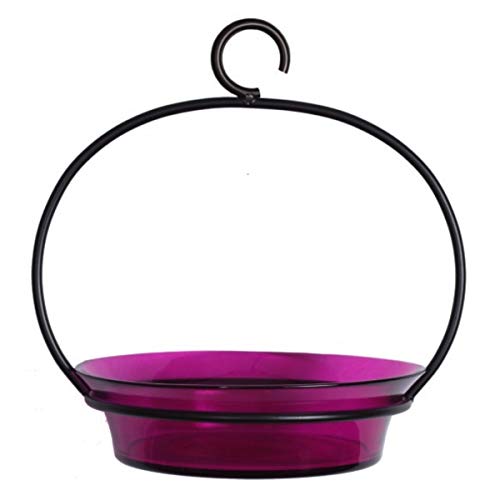 Colorful Glass Hanging Birdbath Bowl G444VM Fuchsia Wild Bird Suet Mealworm Birdseed Feeder Romantic Decor More