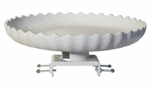 Farm Innovators Model Hbc-120 All Seasons Decorative Gray Stone Scalloped Heated Birdbath With Deck Mount 120