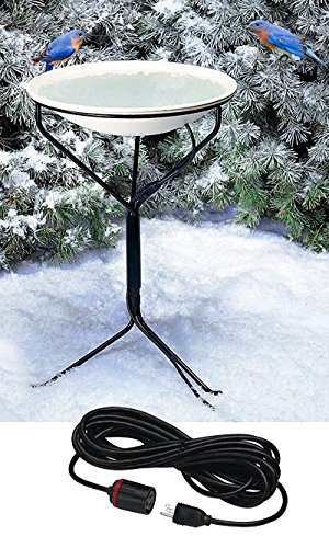 Heated Bird Bath with Metal Stand and 50 Lock N Dry Cord