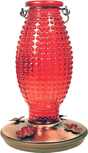 Perky-pet Red Hobnail Vintage Glass Hummingbird Feeder 8130-2
