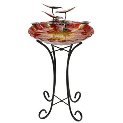 Beckett Corporation Sunset Birdbath with Pump Orange