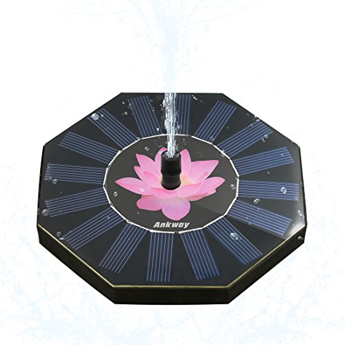 Solar Bird Bath Pump Ankway 14W Octagon Shape Lotus Printed Birdbath Fountain for Garden Patio Pool