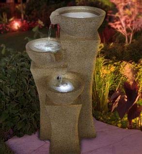 Ark Dcor- Backyard Water Fountains Outdoor - Enamel Brown Polyresin with LED Lights and Pump - Bring Charm to Your Garden Or Veranda with This Eye-Catching Fountain