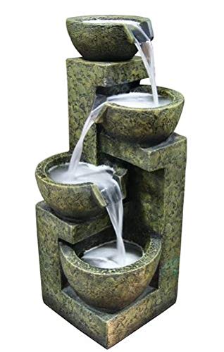 Ark Dcor- Backyard Water Fountains Outdoor - Graystone Fiberglass Four Tier with Pump - Bring Charm to Your Garden Or Veranda with This Eye-Catching Fountain