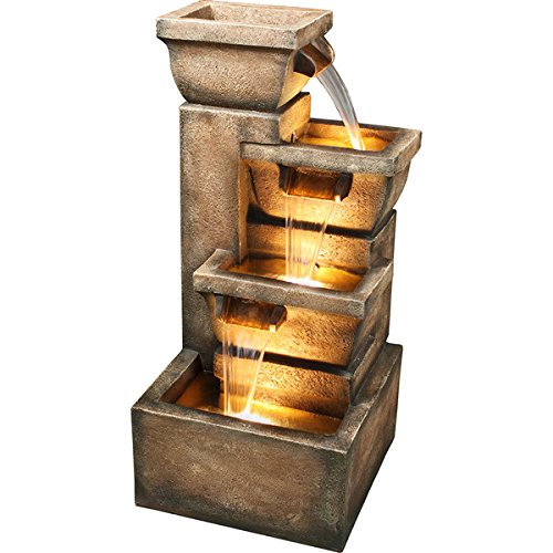 Copper Faux Stone Finish 33 inch Zen Outdoor Backyard Water Fountain