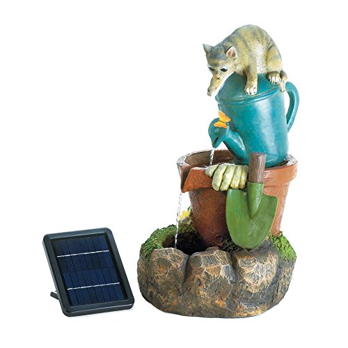 Modern Outdoor Fountain Solar Kitty Patio Floor Backyard Garden Fountain Outdoor