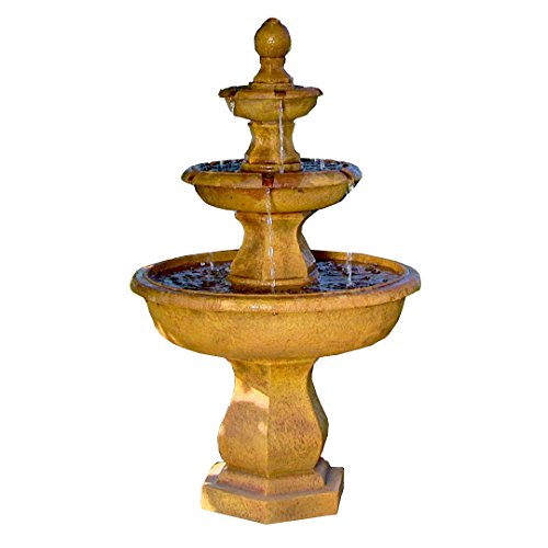 Sunnydaze Tropical 3-Tier Outdoor Garden Water Fountain Backyard and Patio Waterfall Feature 40 Inch Tall