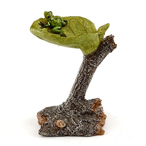 Top Collection Miniature Fairy Gardenamp Terrarium Mini Leaf Bird Bath With Frog Statue Small