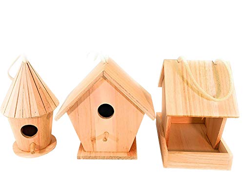 Oojami 3 Large Design Your Own Bird House Set Include Bird Feeder and 2 Bird House