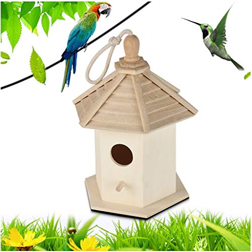 Outdoor Bird House  Handmade Wooden Hanging Birdhouse  Large Garden Bird Nest House Box for Outside Window Khaki
