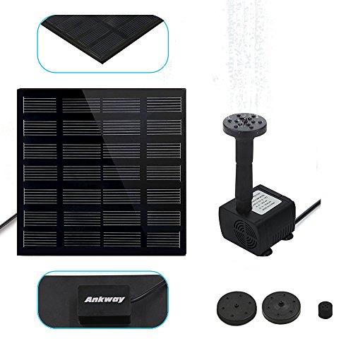 Ankway 12W Birdbaths Fountain Pump Solar Powered for Fish Pond