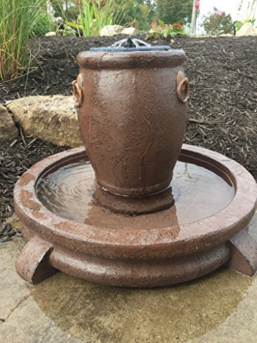 Patriot Overflowing Pot Solar Fountain and Bird Bath with LED Lights