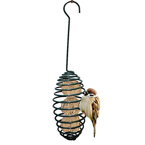 Amasstu Outdoor Bird Feeder Metal Hanging Fat Ball Holder Wild Bird Feeder Automatic Spiral Bird Feeding Tool with Carrying Hook 75 X 75 X 28CM