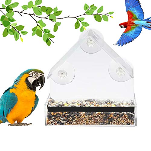 Bird Feeder Newest Window Bird Feeder 100 Wild Bird Transparent Viewing 3 Strong Suction Cups  Seed Tray  Drain Holes Best Outdoor Bird Feeder Kits for Cardinal Wild Birds Chickadees