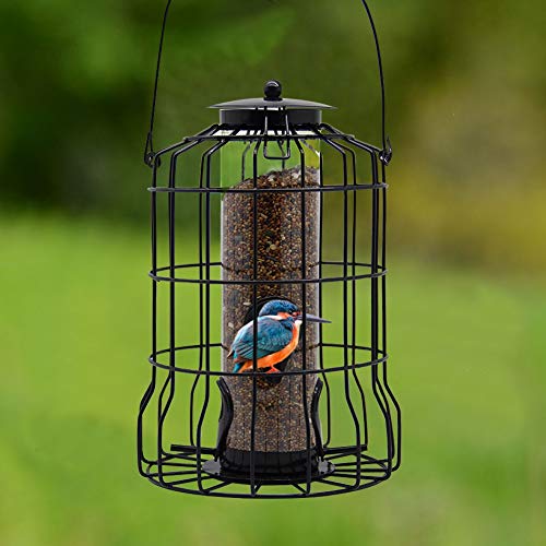 FORUP Caged Tube Feeder Squirrel Proof Wild Bird Feeder Outdoor Birdfeeder with Large Metal Seed Guard Deterrent for Large Birds