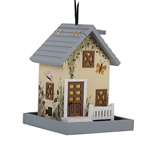 KINGWOLFOX Amish Platform Bird Feeder Wood Garden Hanging Bird House Nature Lovers Breakfast Gifts Outdoor Patio Decor Squirrel Proof C