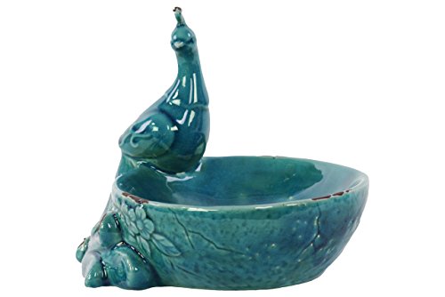 Urban Trends 14108-UT Ceramic Bird Feeder Turquoise