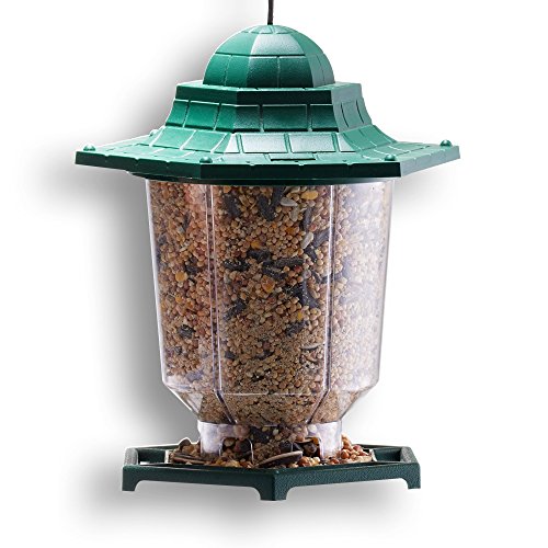 Graybunny Gb-6843 Gazebo Bird Feeder, Green, Premium Hard Plastic With Adjustable Hanging Rope