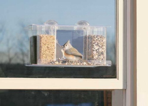 Window-Mount See-Through Clear Plastic Bird Feeder