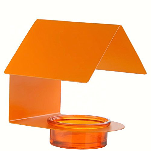 Couronne Company M447-200-O 34 oz Glass and Metal House Bird Feeder 6 tall Orange