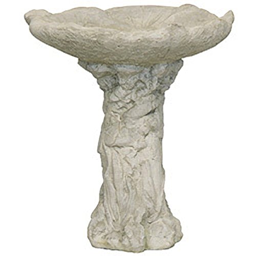 Solid Rock Stoneworks Lily Pad Stone Birdbath 15in Tall Natural Color