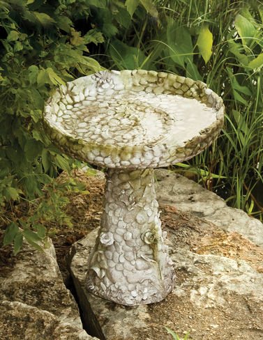 Stone and Flower Birdbath