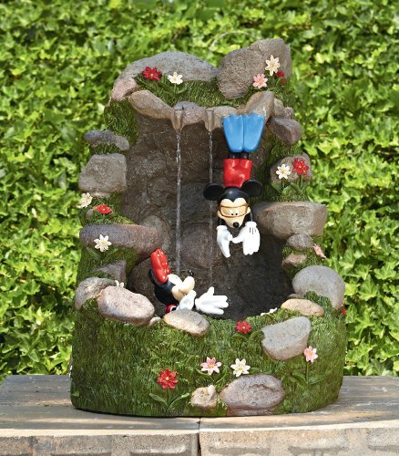 Fun And Functional Disney 27in Mickeyamp Minnie Diving Garden Waterfall Fountain Indooroutdoor Patiodeck Porch