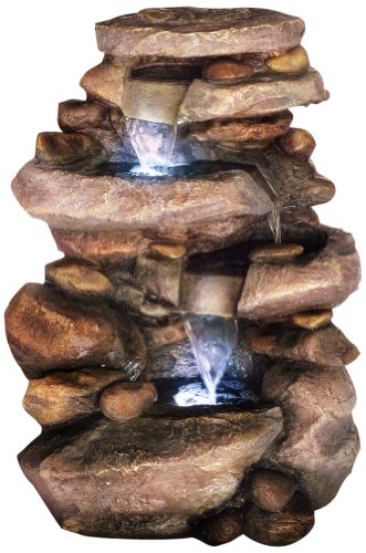 Pure Garden LED Lighted Waterfall Fountain with Pump