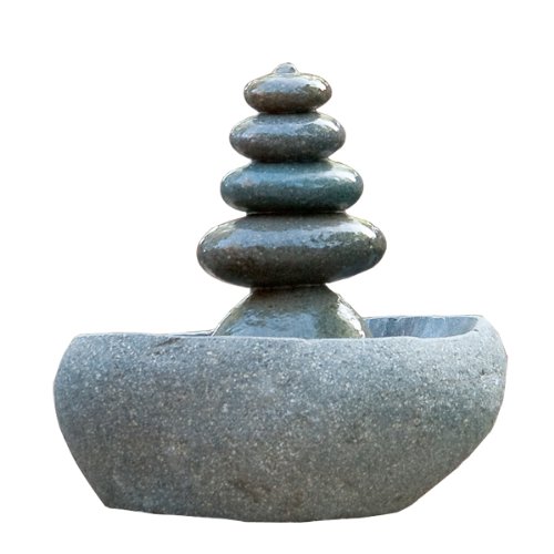 Natural River Stone Quintuple Rock Cairn Water Fountain 5 Stacked Zen Pile Garden Stone