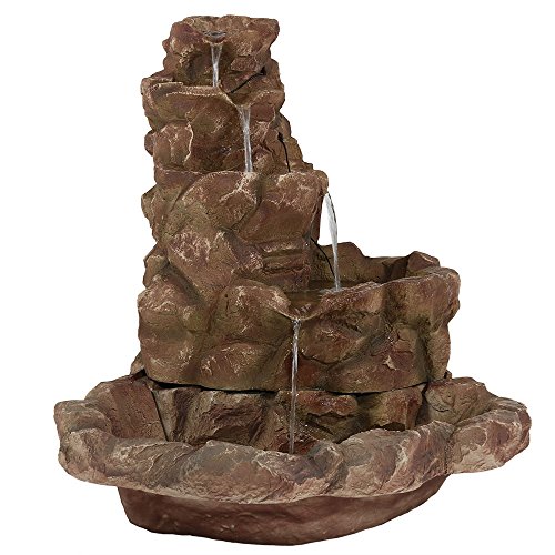 Sunnydaze Lighted Stone Springs Outdoor Water Fountain 415 Inch Tall