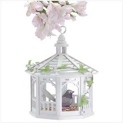 Home Locomotion - White Gazebo Birdfeeder pack of 1 EA