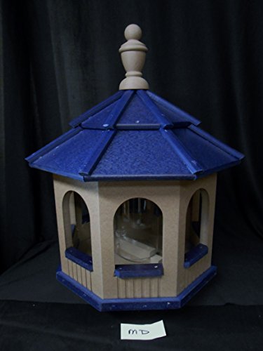 Medium Vinyl Gazebo Bird Feeder Amish Homemade Handmade Handcrafted Clay and Blue